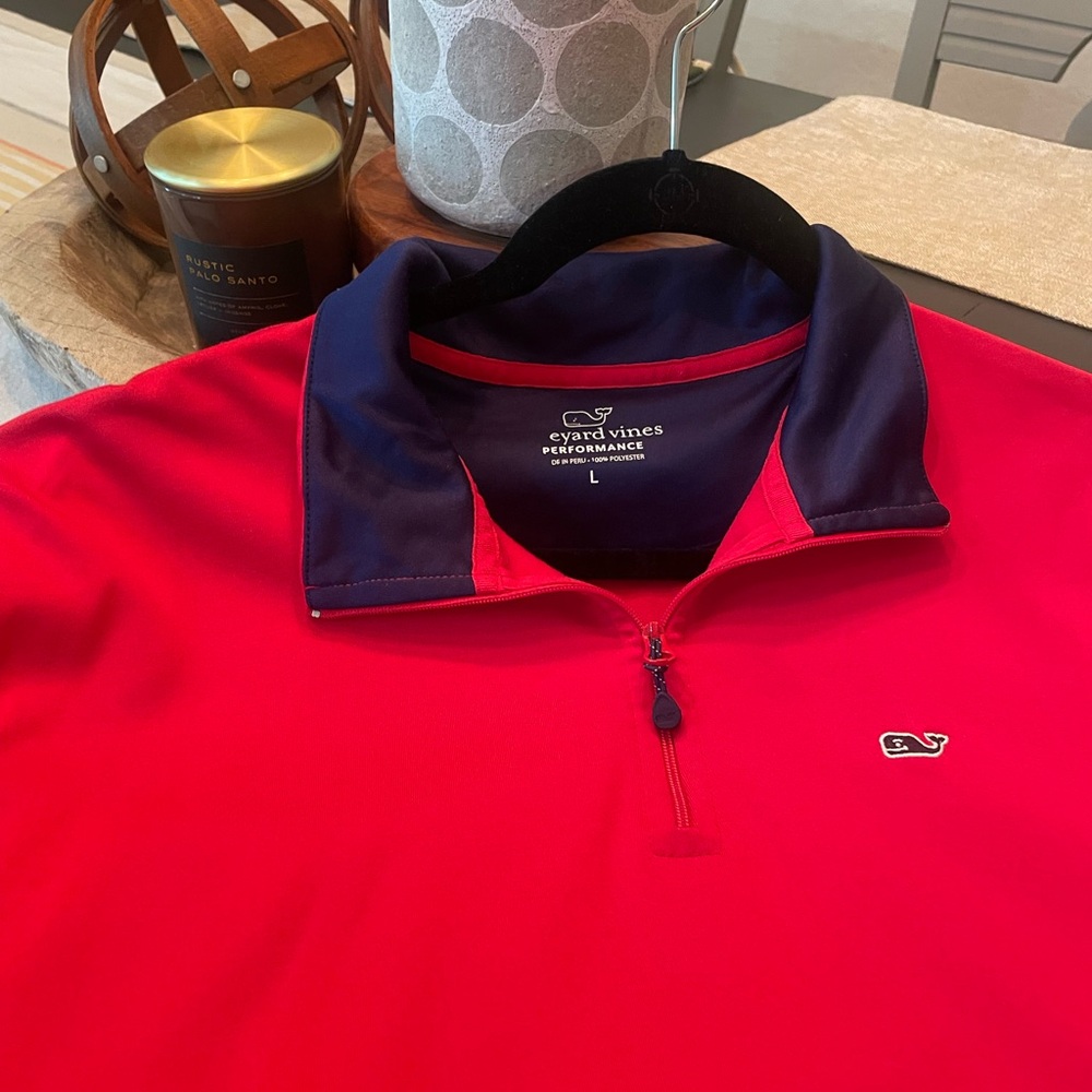 Vineyard Vines Red & Navy Men’s Pullover 1/4 zip